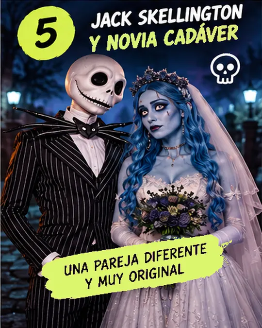 5. Jack Skellington y novia cadáver: una pareja diferente y muy original.