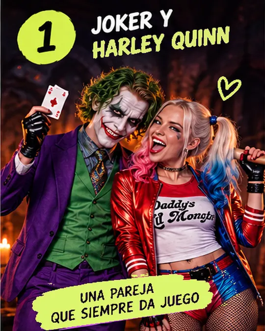 1. Joker y Harley Quinn: una pareja que siempre da juego.