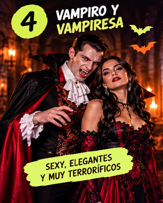 4. Vampiro y vampiresa: sexy, elegantes y muy terroríficos.